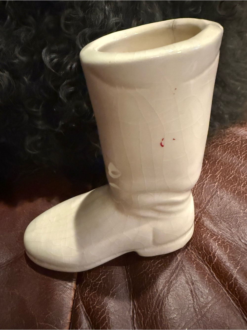 Vintage MCM Ivory Ceramic Cowboy Boot Vase/Planter